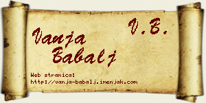 Vanja Babalj vizit kartica
